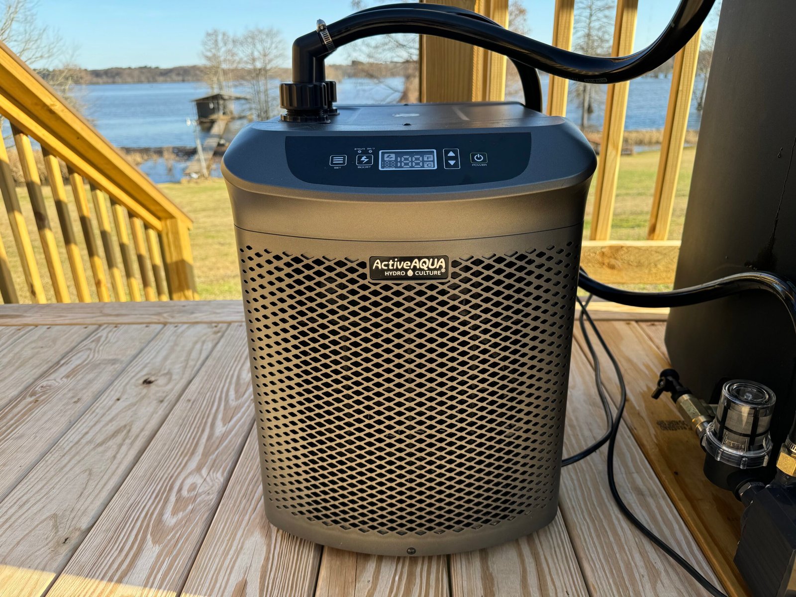 active aqua chiller 1/2 hp connected to ice barrel 500 cold plunge