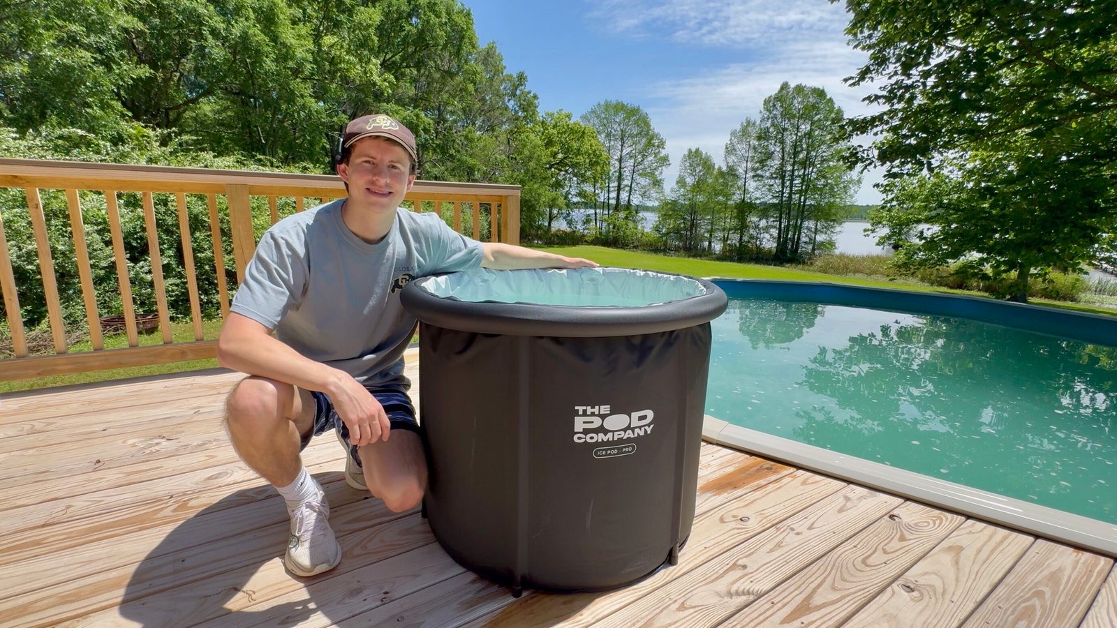 Bennett Carby next to the Ice Pod Pro from the Pod Company
