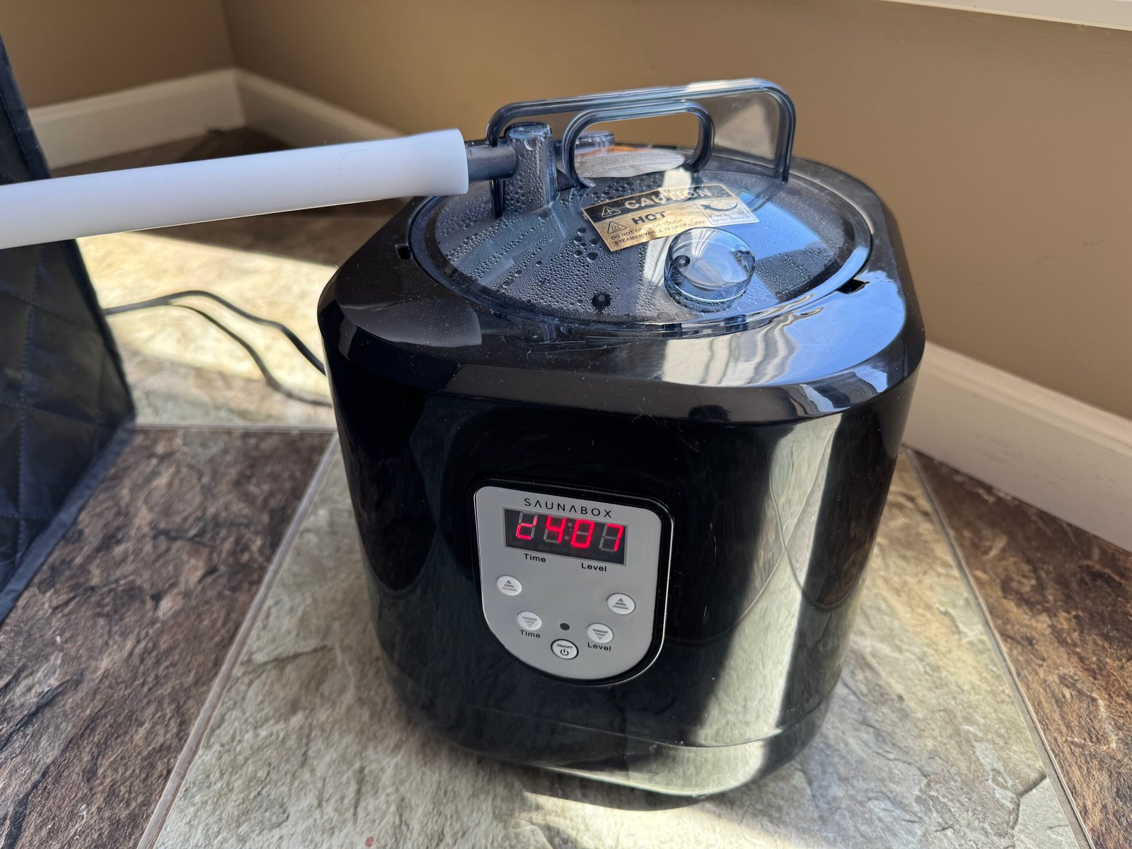 Bennett Carby's saunabox smartsteam pro heater in use